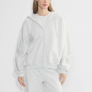 Aritzia White Zip-Up Hoodie